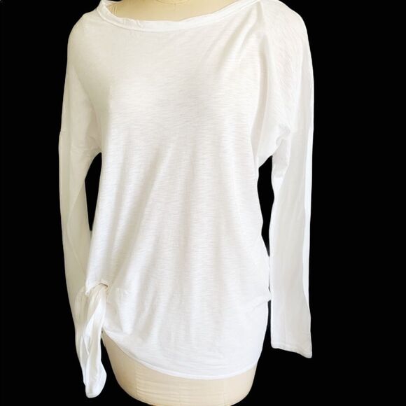 Michael Stars white supima cotton o/s side tie long sleeve tunic top nwot - Picture 3 of 6